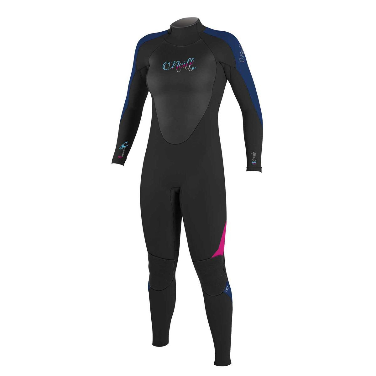 O'Neill Womens Epic 3/2mm Back Zip Wetsuit - Black/ Navy/ Berry