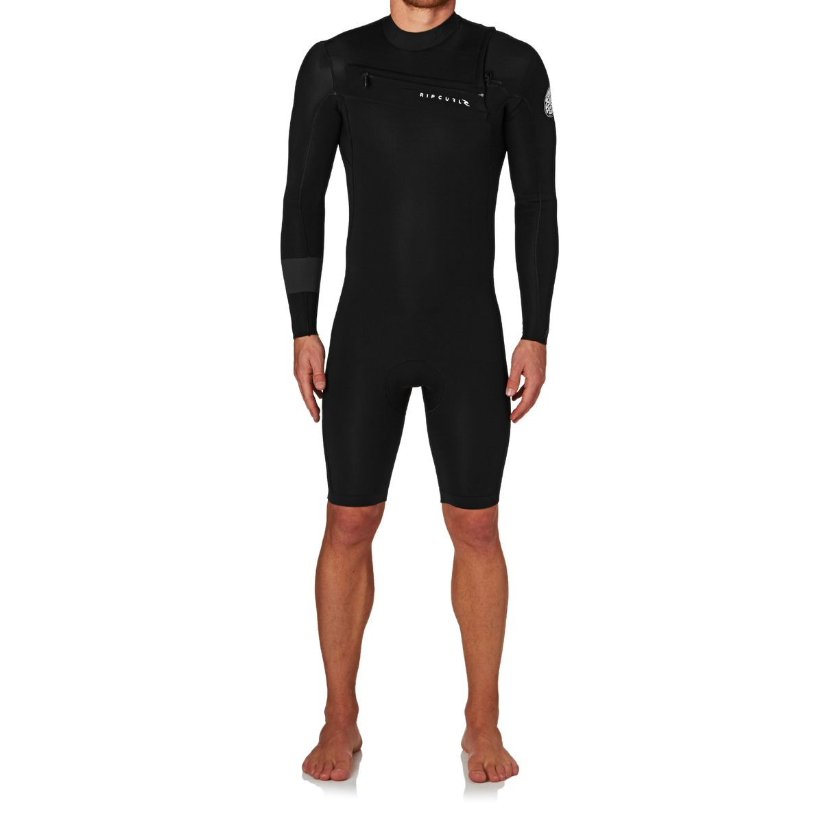 Rip Curl Aggrolite 2mm 2017 Chest Zip Long Sleeve Shorty Wetsuit - Black