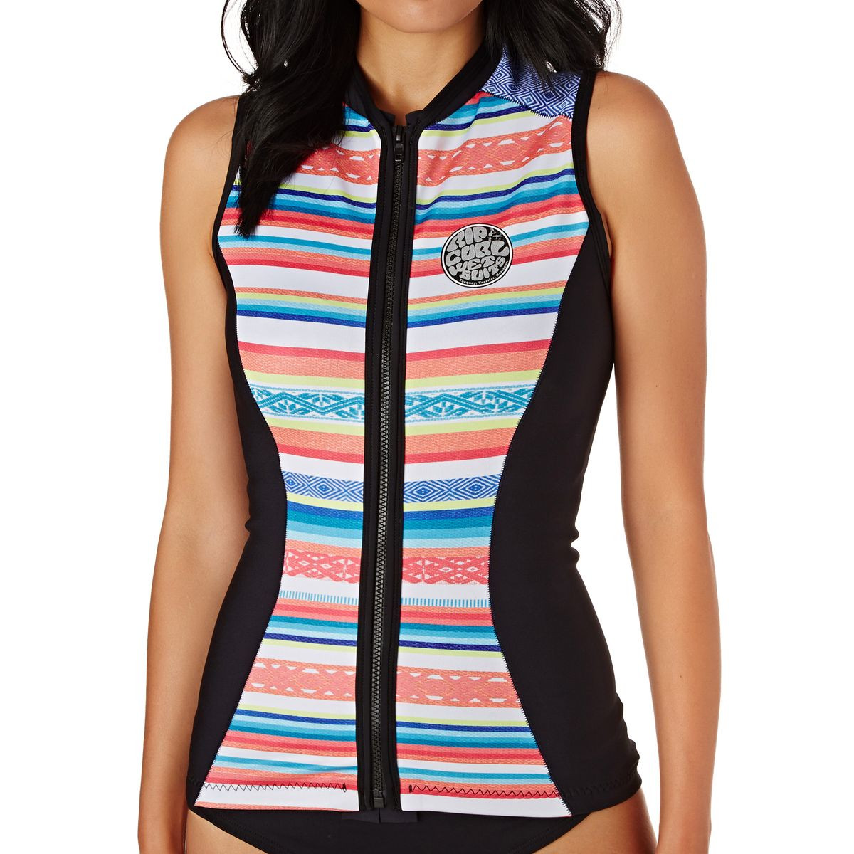 Rip Curl Womens G-Bomb 1mm 2017 Front Zip Sleeveless Wetsuit Jacket - Stripe