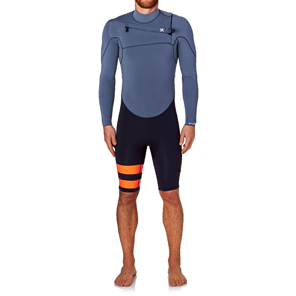 Hurley Fusion 2mm 2017 Chest Zip Long Sleeve Shorty Wetsuit - Obsidian