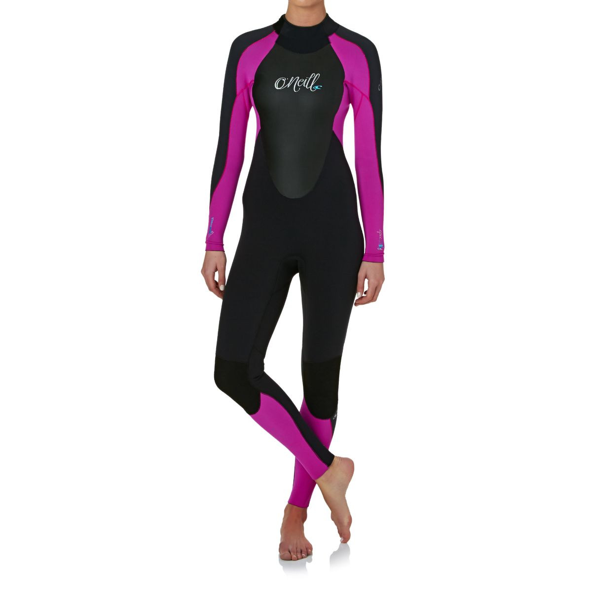 O'Neill Womens Epic 3/2mm Back Zip Wetsuit - Black/ Berry/ Graphite